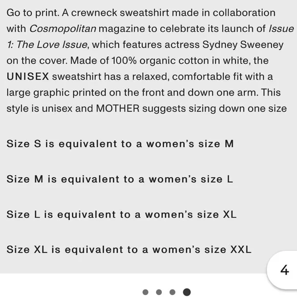 Mother Denim x Cosmopolitan Sydney Sweeney Unisex Sweatshirt Crewneck NWT - Picture 12 of 12